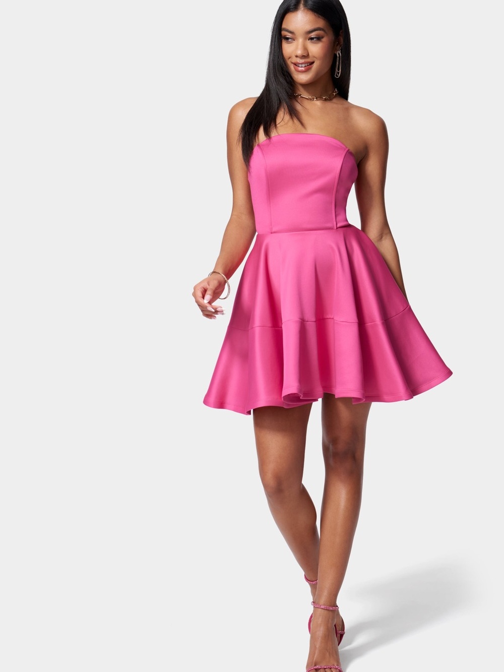 bebe Cupcake Flare Mini Dress Rose Violet XS NWOT